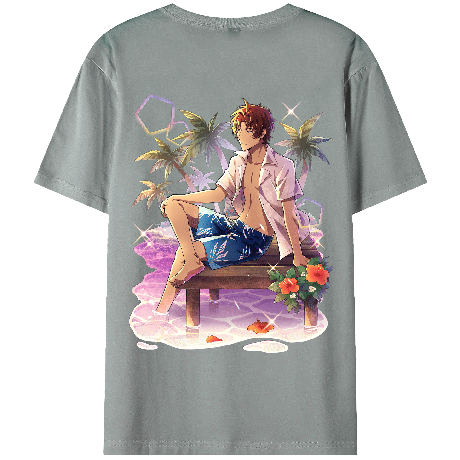 （画像用） 文豪ストレイドッグス Bungo Stray Dogs 綿100％ メンズ半袖Tシャツ（バックプリント） 通気性